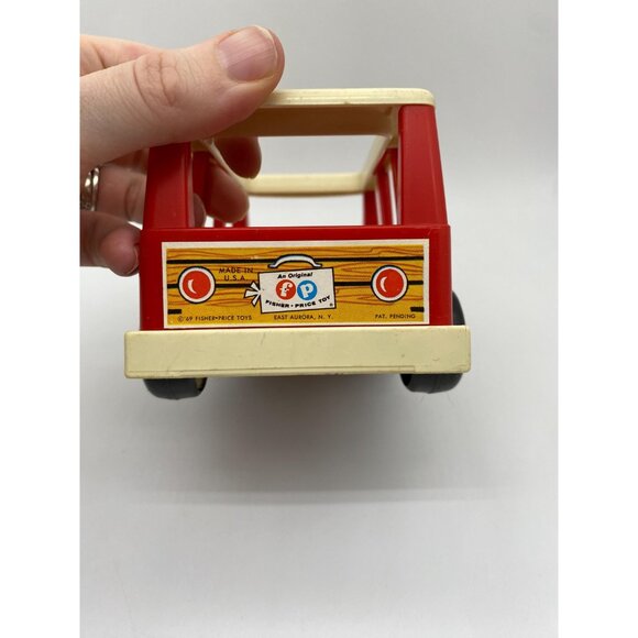 1969 Fisher Price Play Family Red and White Mini Bus Toy #141 - Picture 8 of 9